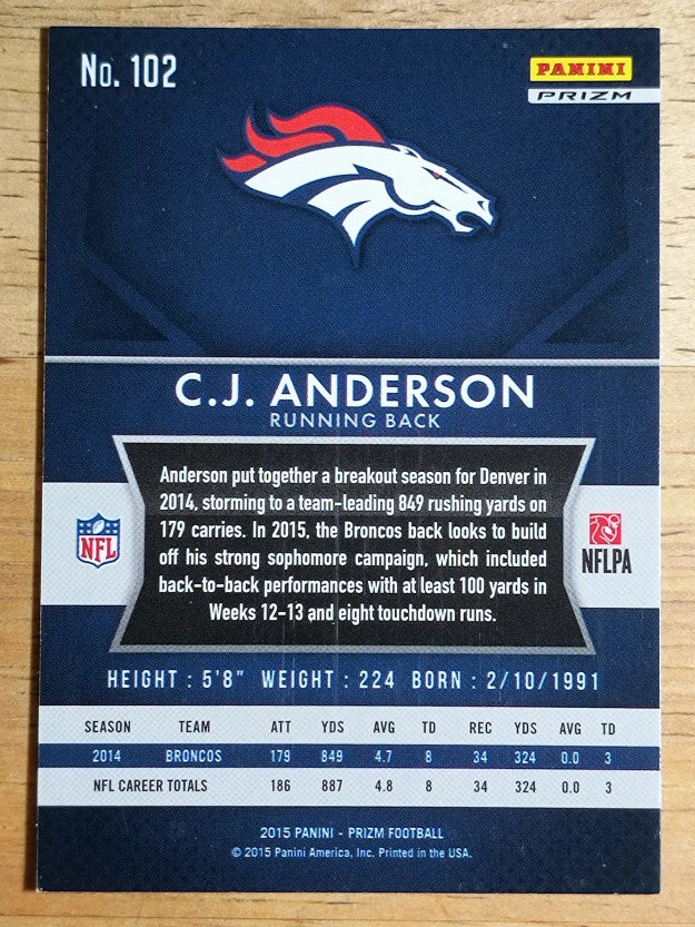 2015 Panini Prizm Prizms Red White and Blue #102 C.J. Anderson