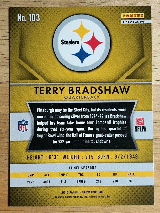 2015 Panini Prizm Prizms Red White and Blue #103 Terry Bradshaw