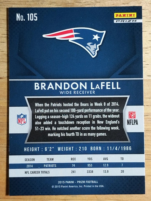 2015 Panini Prizm Prizms Red White and Blue #105 Brandon LaFell
