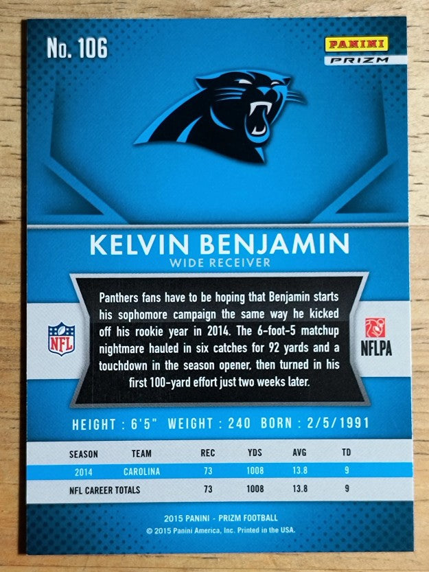 2015 Panini Prizm Prizms Red White and Blue #106 Kelvin Benjamin