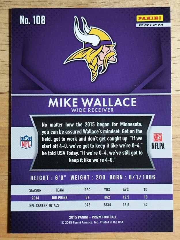 2015 Panini Prizm Prizms Red White and Blue #108 Mike Wallace