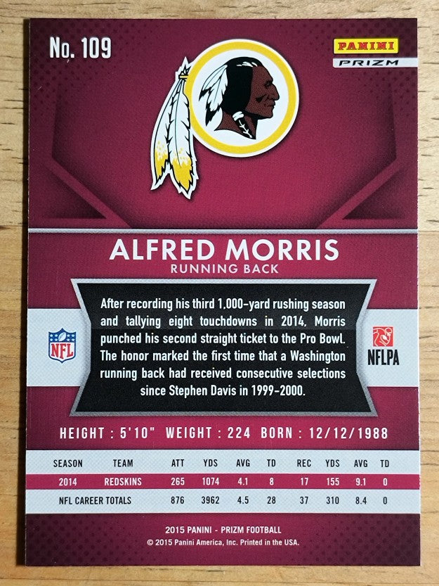 2015 Panini Prizm Prizms Red White and Blue #109 Alfred Morris