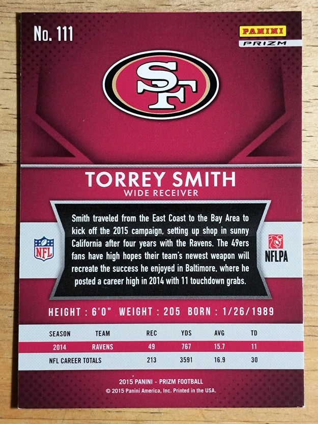2015 Panini Prizm Prizms Red White and Blue #111 Torrey Smith