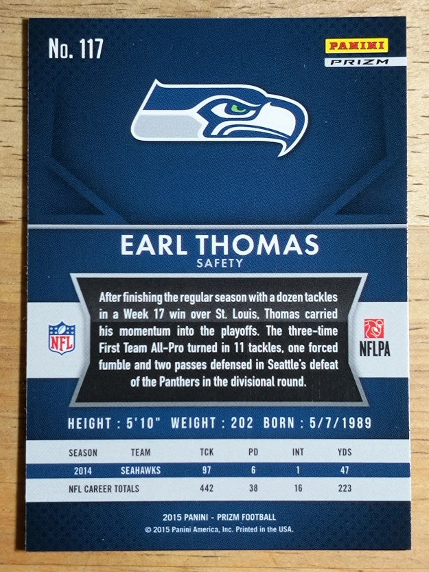 2015 Panini Prizm Prizms Red White and Blue #117 Earl Thomas