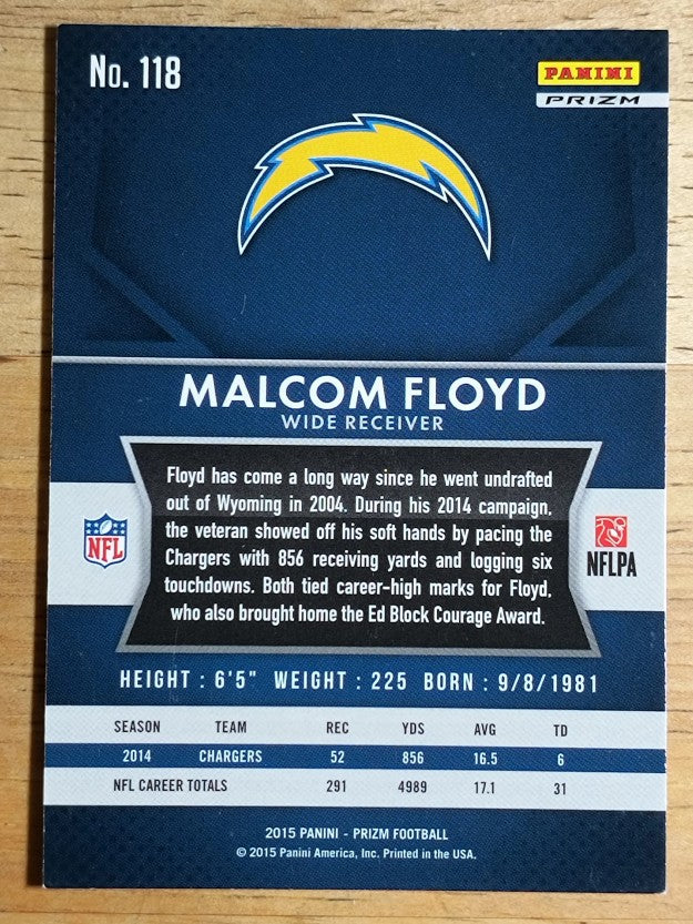 2015 Panini Prizm Prizms Red White and Blue #118 Malcom Floyd (EXMT)