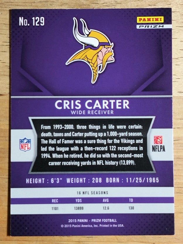 2015 Panini Prizm Prizms Red White and Blue #129 Cris Carter