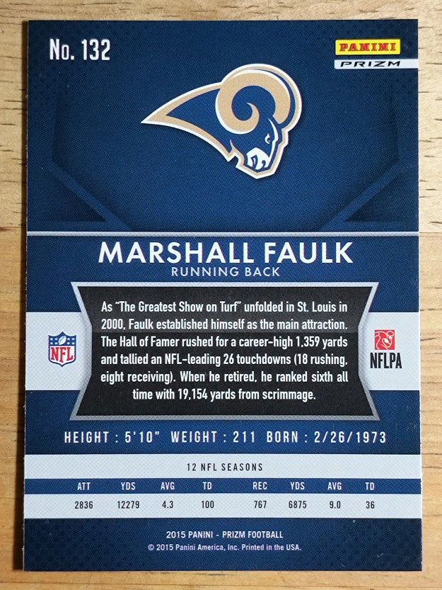 2015 Panini Prizm Prizms Red White and Blue #132 Marshall Faulk