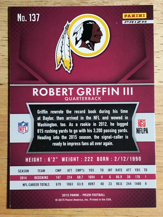 2015 Panini Prizm Prizms Red White and Blue #137 Robert Griffin III