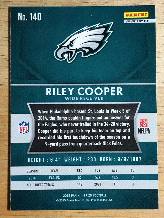 2015 Panini Prizm Prizms Red White and Blue #140 Riley Cooper