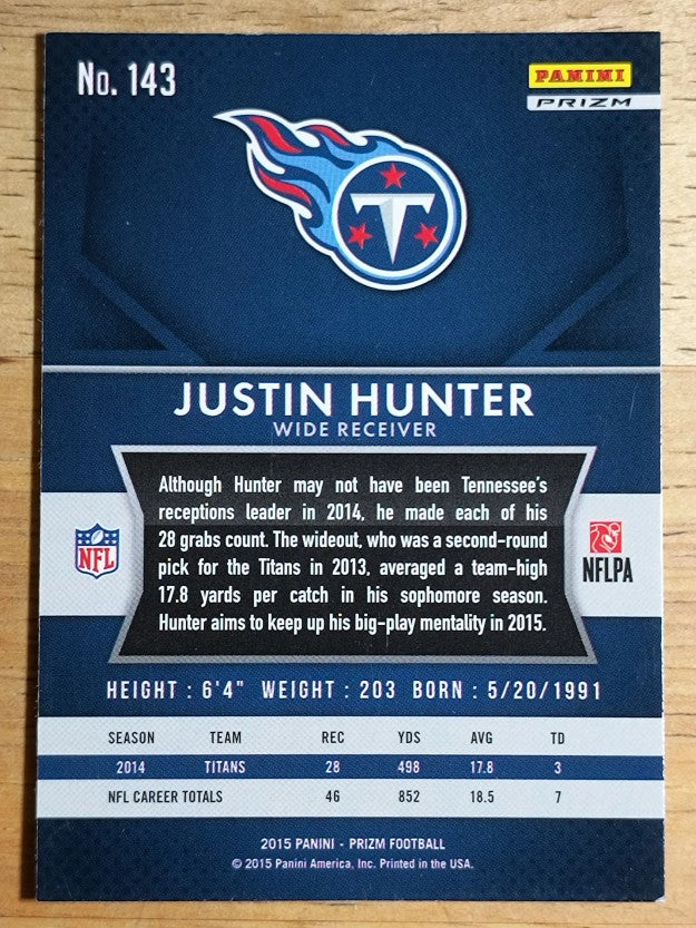 2015 Panini Prizm Prizms Red White and Blue #143 Justin Hunter