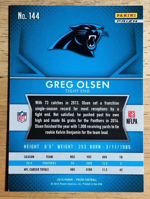2015 Panini Prizm Prizms Red White and Blue #144 Greg Olsen