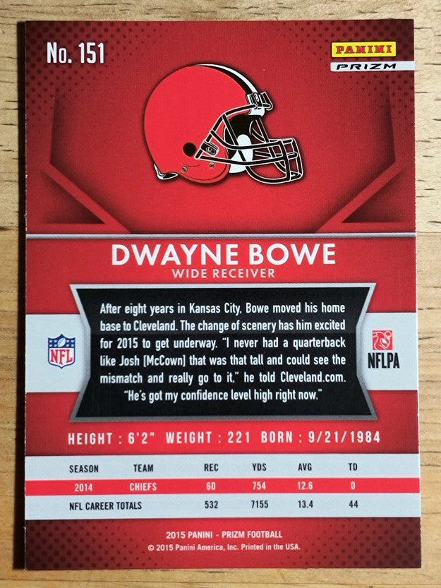 2015 Panini Prizm Prizms Red White and Blue #151 Dwayne Bowe