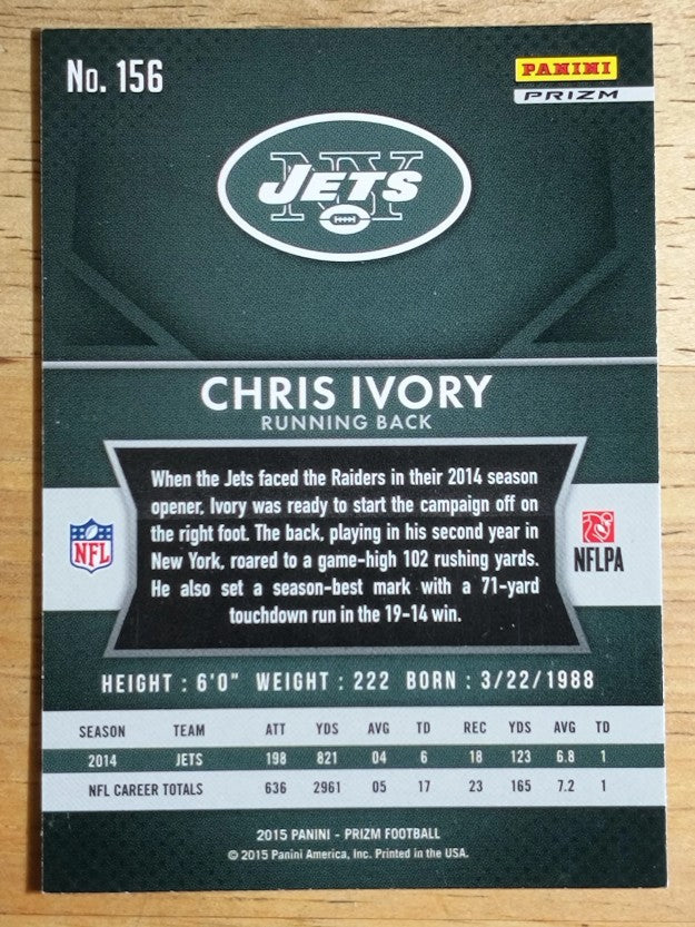 2015 Panini Prizm Prizms Red White and Blue #156 Chris Ivory