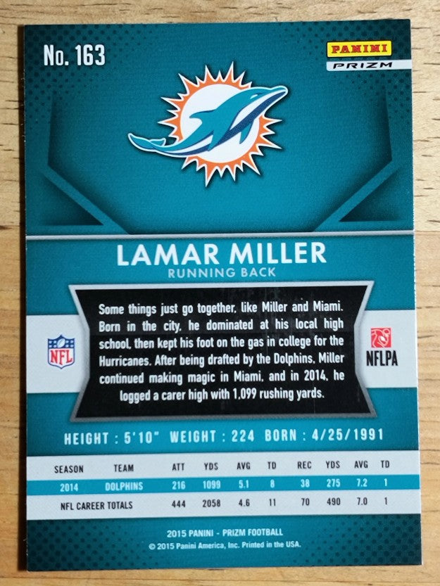 2015 Panini Prizm Prizms Red White and Blue #163 Lamar Miller