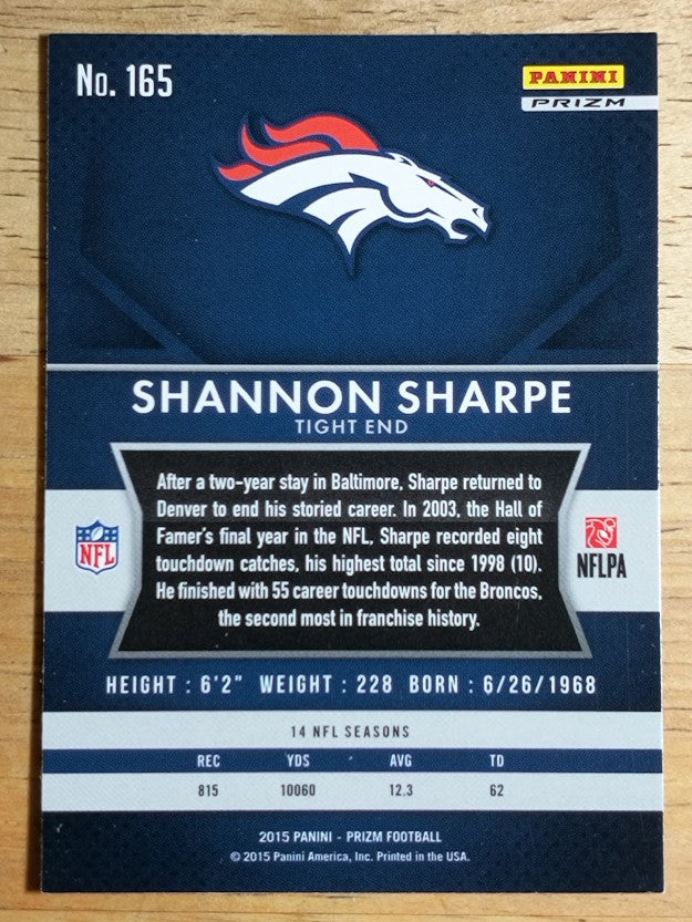 2015 Panini Prizm Prizms Red White and Blue #165 Shannon Sharpe