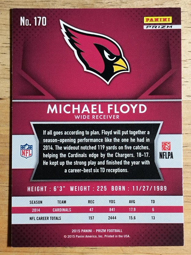 2015 Panini Prizm Prizms Red White and Blue #170 Michael Floyd