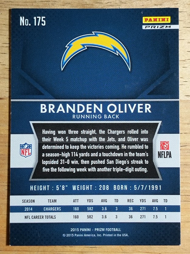 2015 Panini Prizm Prizms Red White and Blue #175 Branden Oliver