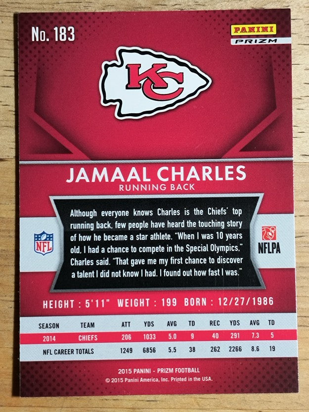 2015 Panini Prizm Prizms Red White and Blue #183 Jamaal Charles