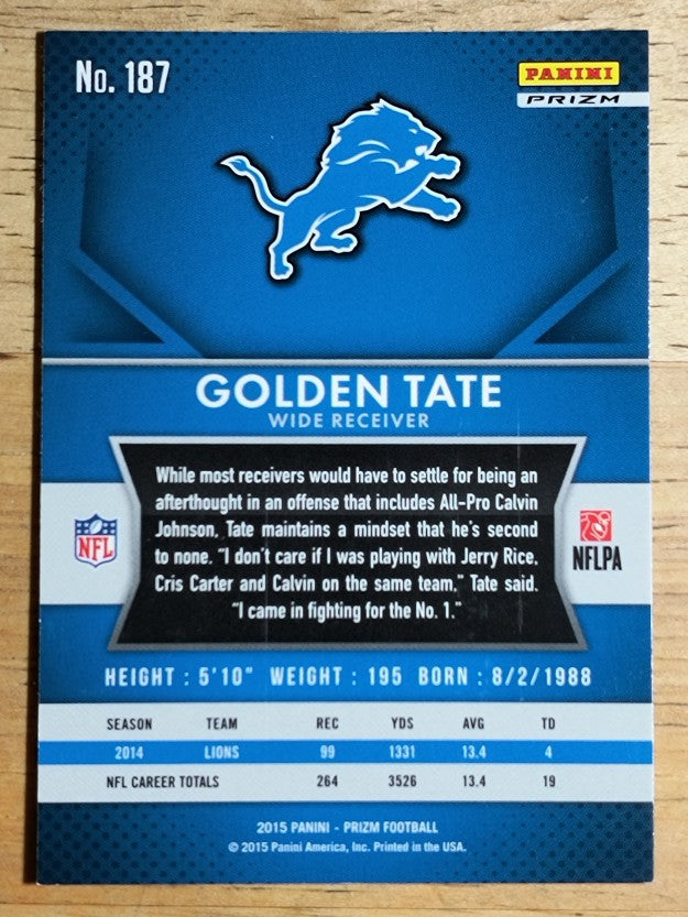 2015 Panini Prizm Prizms Red White and Blue #187 Golden Tate