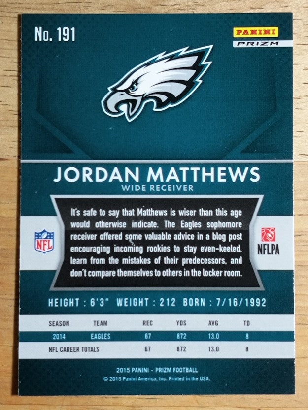 2015 Panini Prizm Prizms Red White and Blue #191 Jordan Matthews
