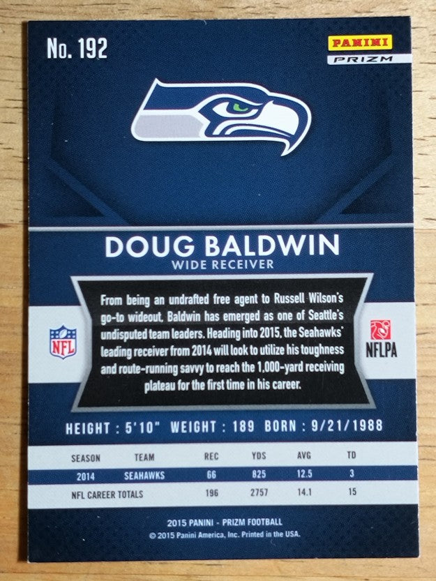 2015 Panini Prizm Prizms Red White and Blue #192 Doug Baldwin