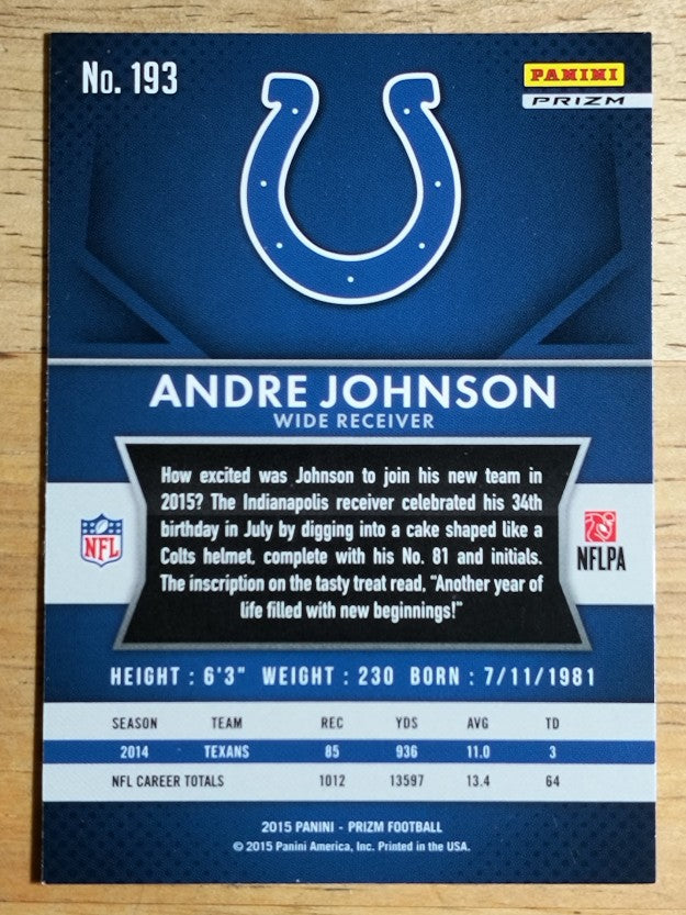 2015 Panini Prizm Prizms Red White and Blue #193 Andre Johnson
