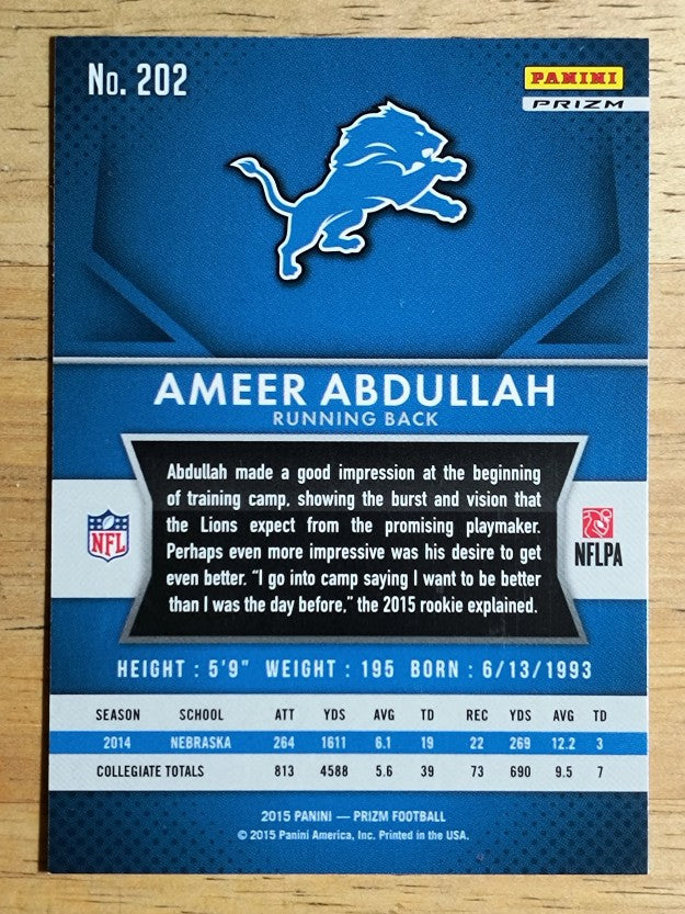 2015 Panini Prizm Prizms Red White and Blue #202 Ameer Abdullah
