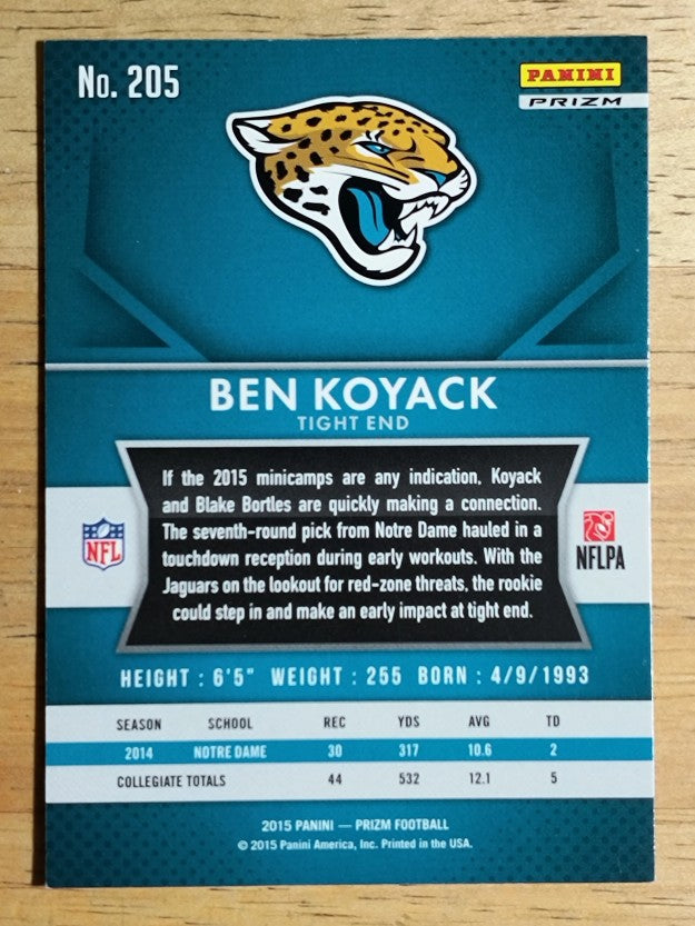 2015 Panini Prizm Prizms Red White and Blue #205 Ben Koyack
