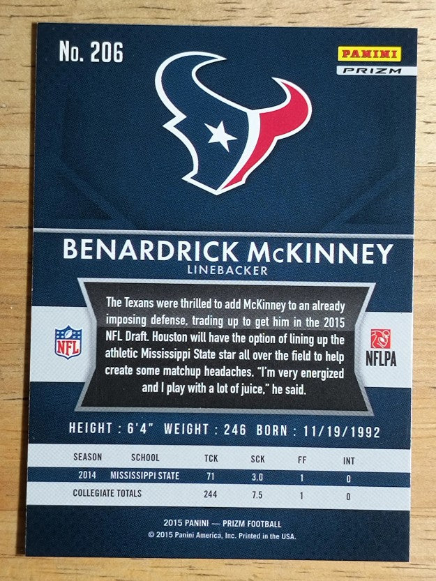 2015 Panini Prizm Prizms Red White and Blue #206 Benardrick McKinney