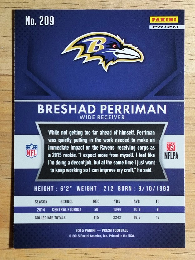 2015 Panini Prizm Prizms Red White and Blue #209 Breshad Perriman