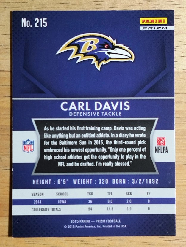 2015 Panini Prizm Prizms Red White and Blue #215 Carl Davis
