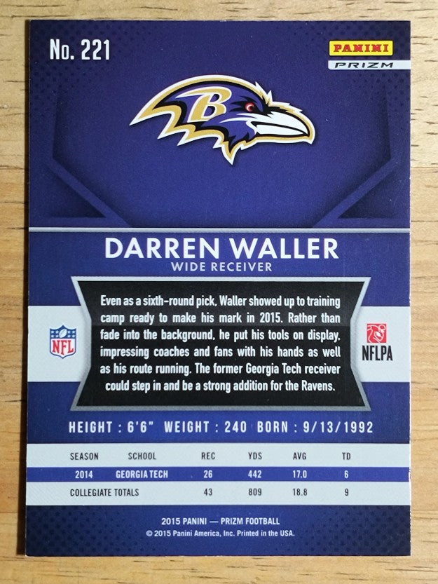 2015 Panini Prizm Prizms Red White and Blue #221 Darren Waller
