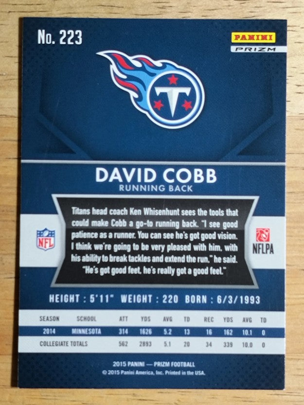 2015 Panini Prizm Prizms Red White and Blue #223 David Cobb