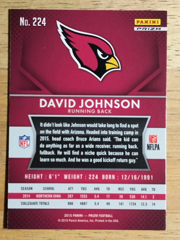 2015 Panini Prizm Prizms Red White and Blue #224 David Johnson