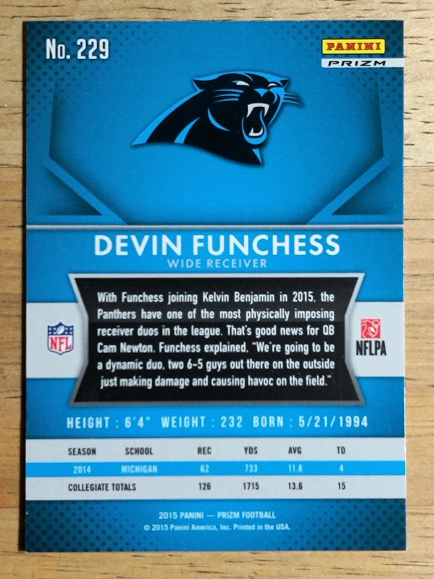 2015 Panini Prizm Prizms Red White and Blue #229 Devin Funchess