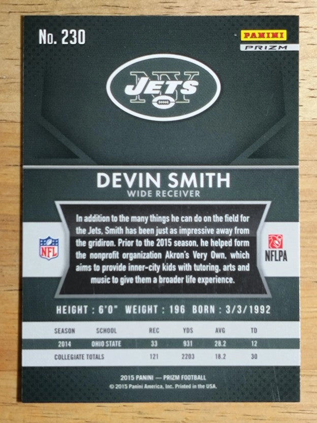 2015 Panini Prizm Prizms Red White and Blue #230 Devin Smith