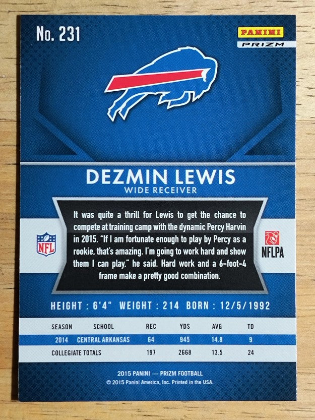 2015 Panini Prizm Prizms Red White and Blue #231 Dezmin Lewis