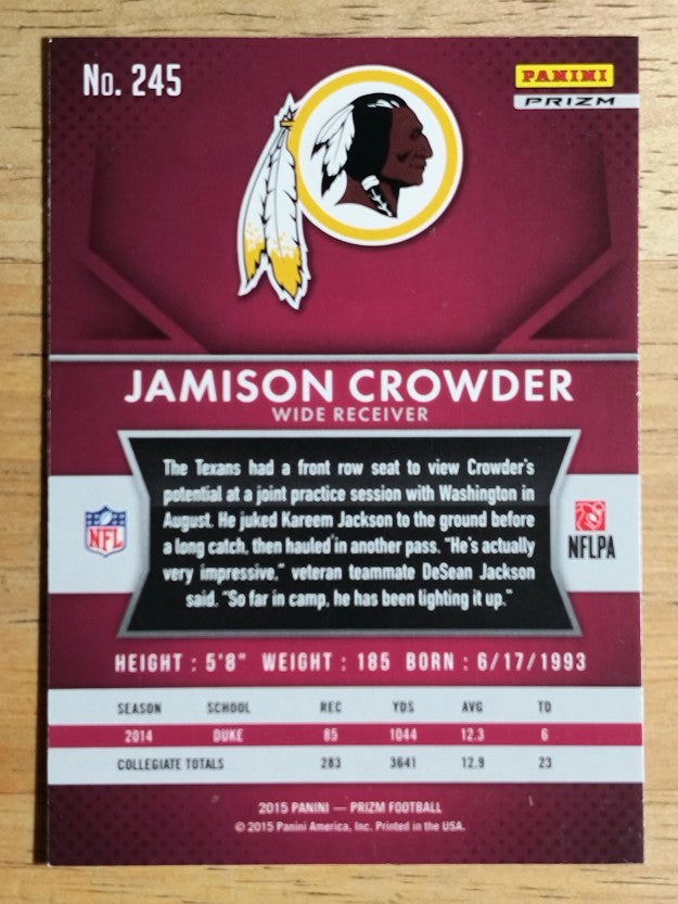 2015 Panini Prizm Prizms Red White and Blue #245 Jamison Crowder
