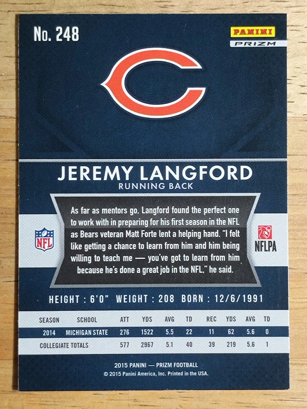 2015 Panini Prizm Prizms Red White and Blue #248 Jeremy Langford