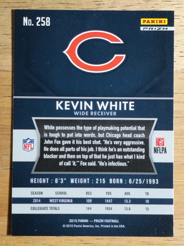 2015 Panini Prizm Prizms Red White and Blue #258 Kevin White