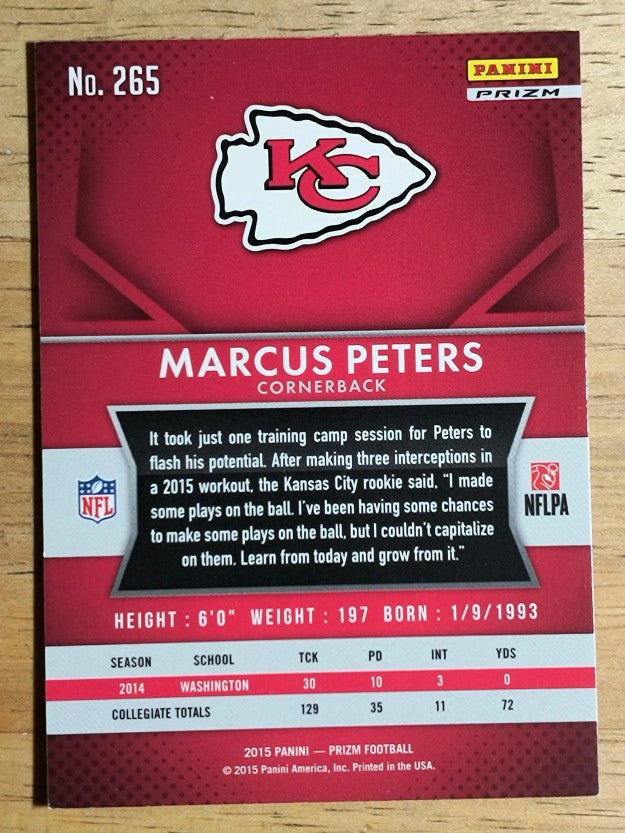 2015 Panini Prizm Prizms Red White and Blue #265 Marcus Peters