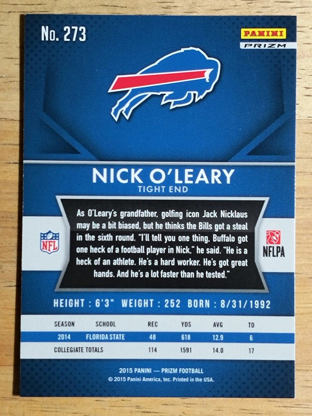 2015 Panini Prizm Prizms Red White and Blue #273 Nick O'Leary