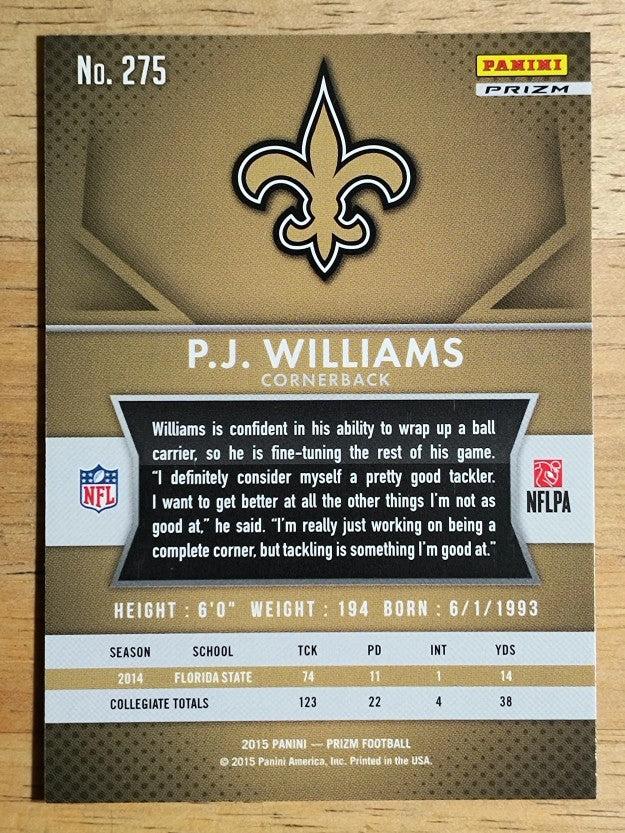 2015 Panini Prizm Prizms Red White and Blue #275 P.J. Williams