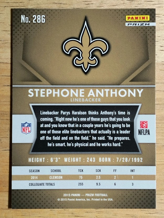 2015 Panini Prizm Prizms Red White and Blue #286 Stephone Anthony
