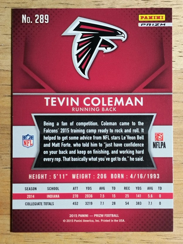 2015 Panini Prizm Prizms Red White and Blue #289 Tevin Coleman
