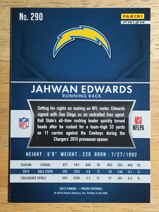 2015 Panini Prizm Prizms Red White and Blue #290 Jahwan Edwards