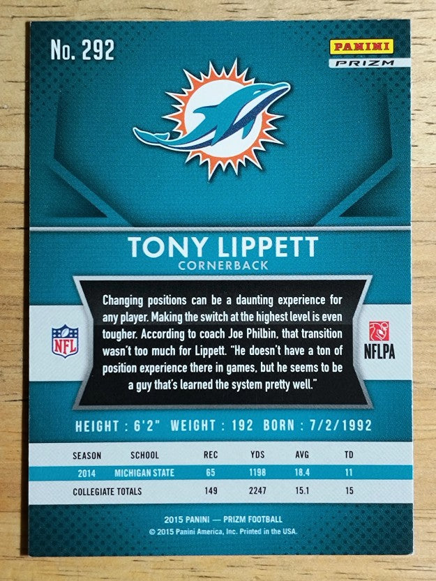 2015 Panini Prizm Prizms Red White and Blue #292 Tony Lippett