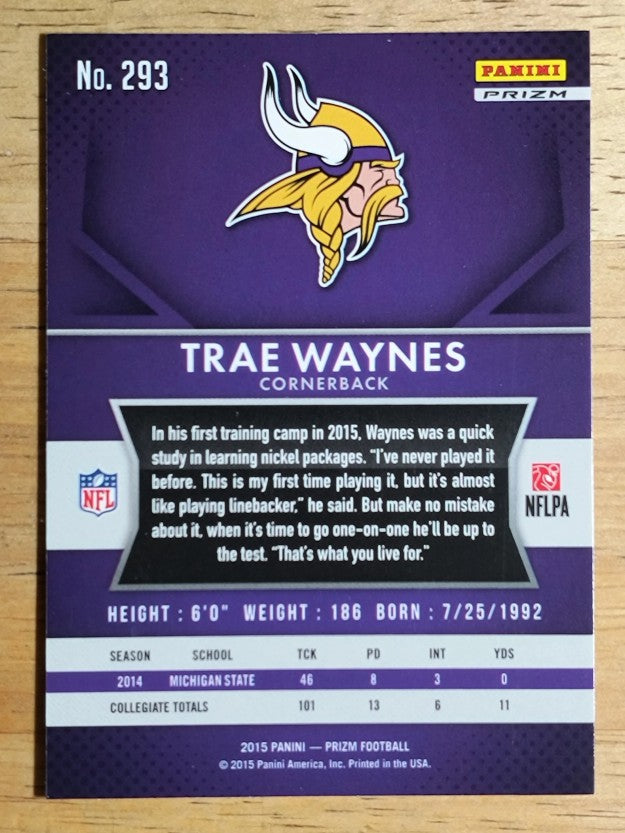 2015 Panini Prizm Prizms Red White and Blue #293 Trae Waynes