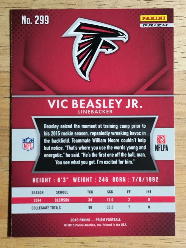 2015 Panini Prizm Prizms Red White and Blue #299 Vic Beasley Jr.