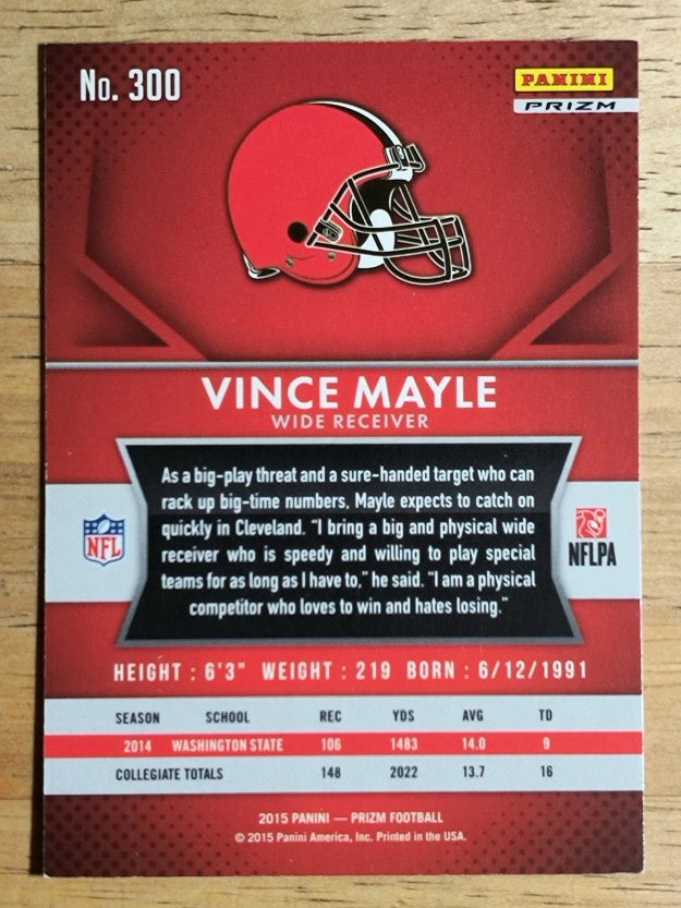 2015 Panini Prizm Prizms Red White and Blue #300 Vince Mayle